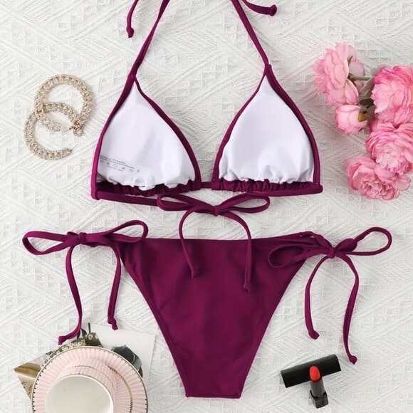 Bikini Set/ Strap Up and Down (Color: FUCHSIA) - Picture 4 of 4